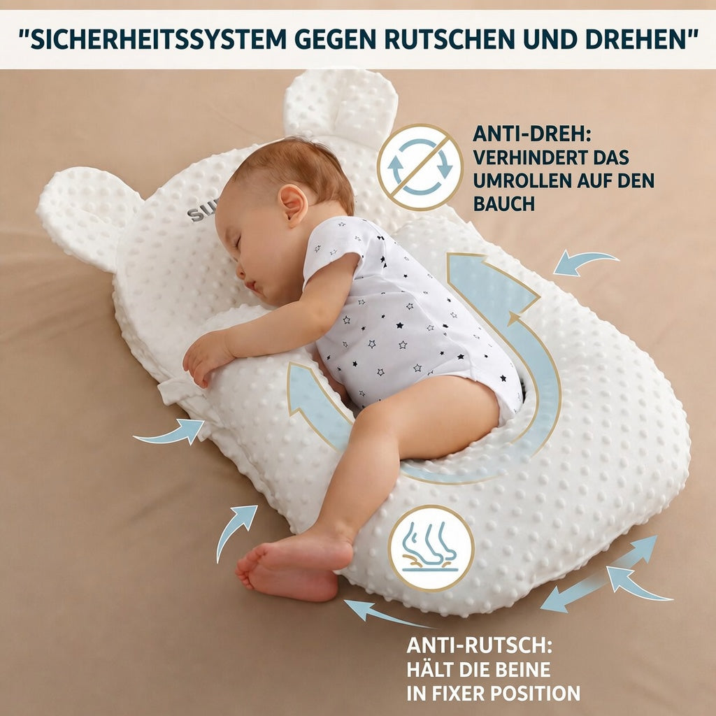 Pernă Antireflux Bebeluș VibeMag — Husă Muselin Bumbac 100%, Bază Anti-Alunecare, 0-6 Luni
